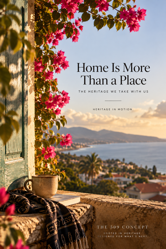 Coastal home and bougainvillea representing heritage, memory and connection to home