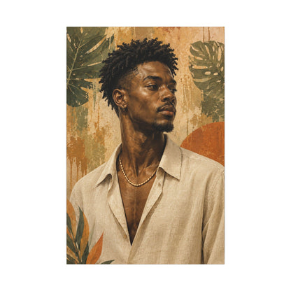 Grounded Presence — Botanical Male Portrait Wall Art