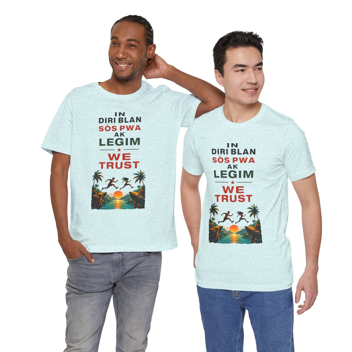 In Diri Blan Sòs Pwa Ak Legim We Trust  — T-shirt Graphic Apparel