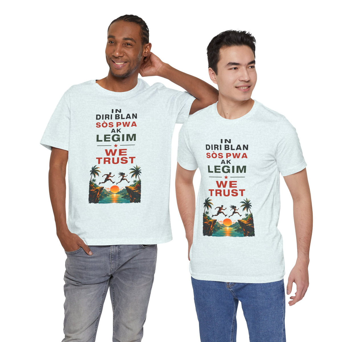 In Diri Blan Sòs Pwa Ak Legim We Trust  — T-shirt Graphic Apparel