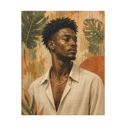 Grounded Presence — Botanical Male Portrait Wall Art