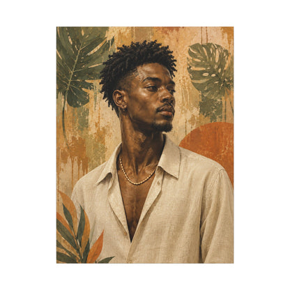 Grounded Presence — Botanical Male Portrait Wall Art