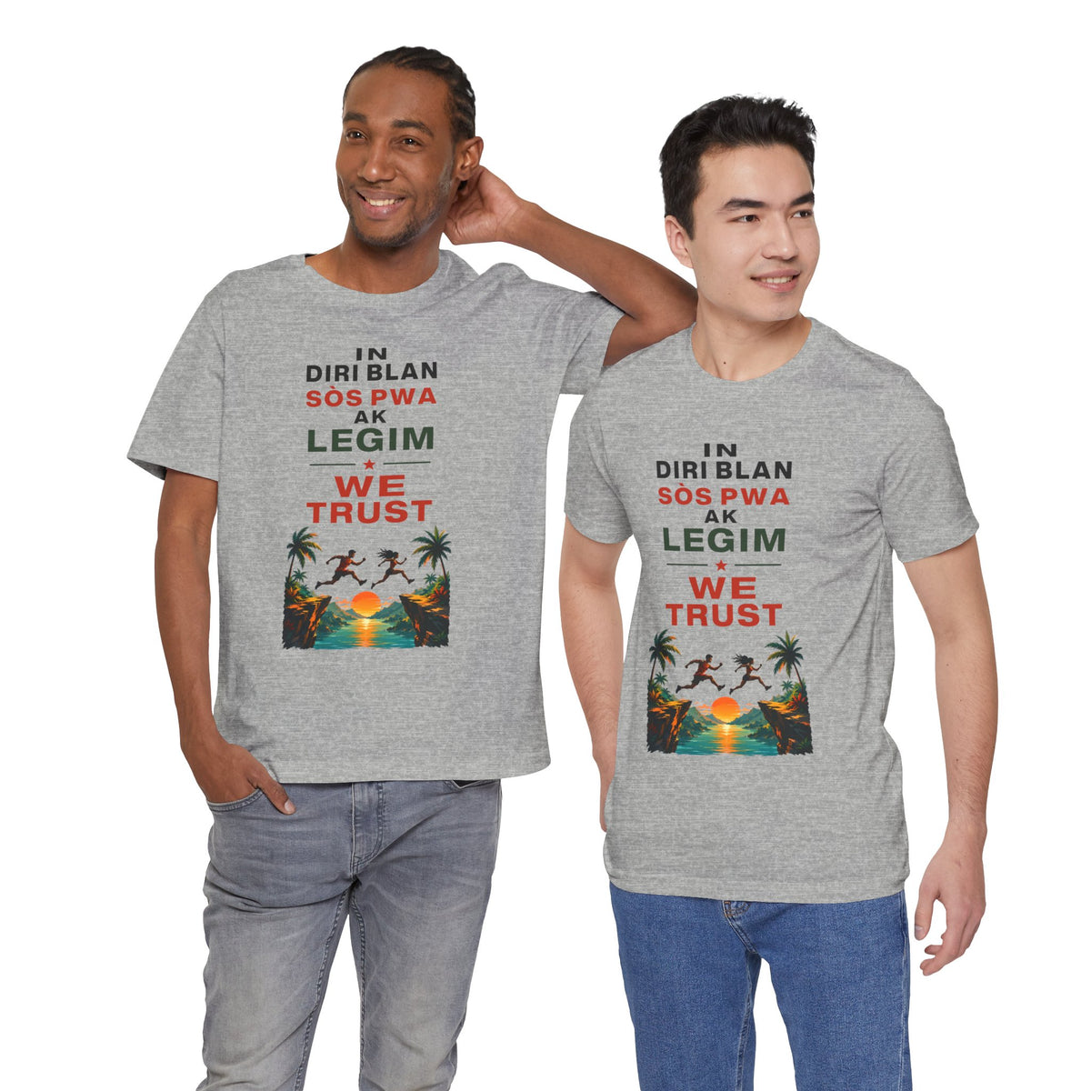 In Diri Blan Sòs Pwa Ak Legim We Trust  — T-shirt Graphic Apparel