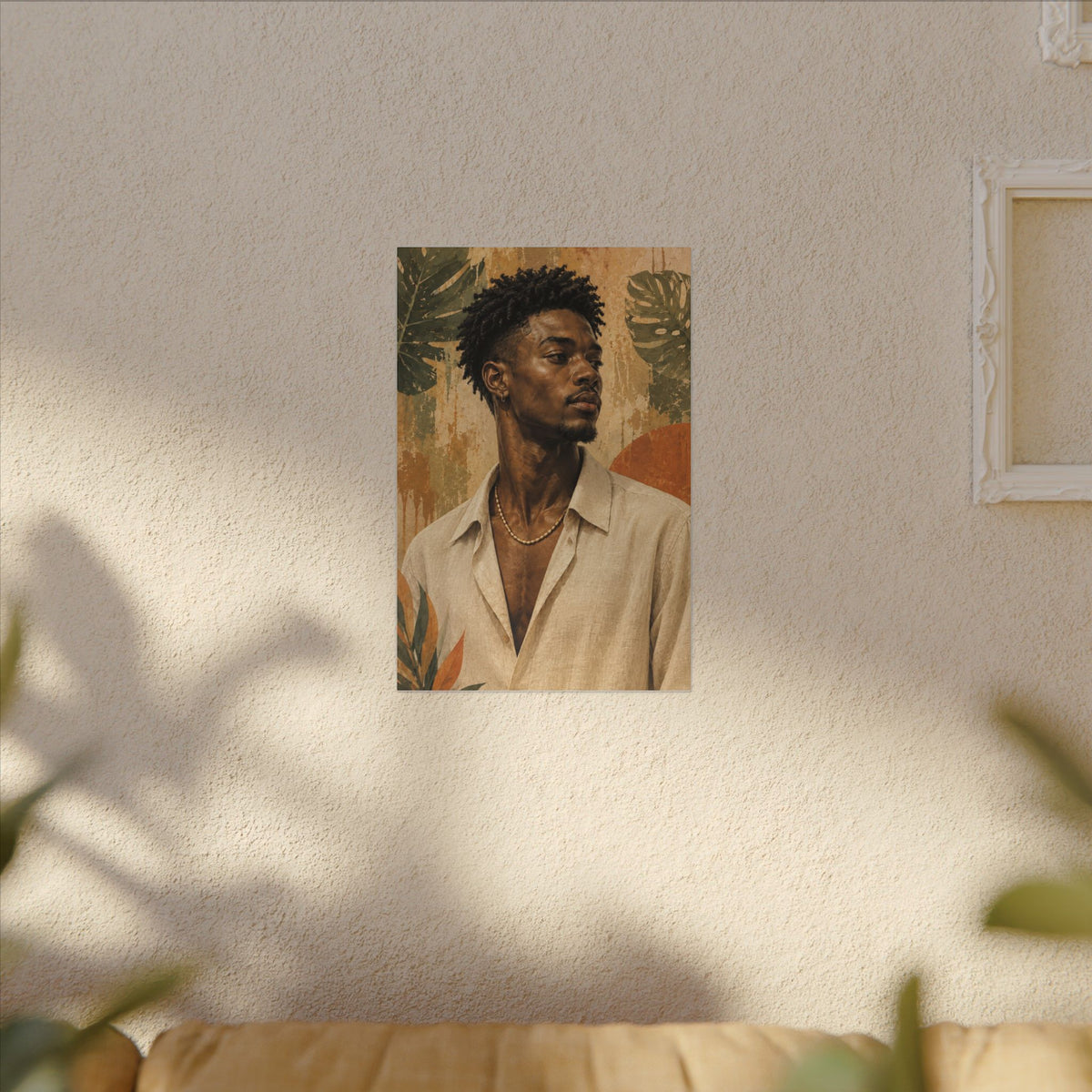 Grounded Presence — Botanical Male Portrait Wall Art