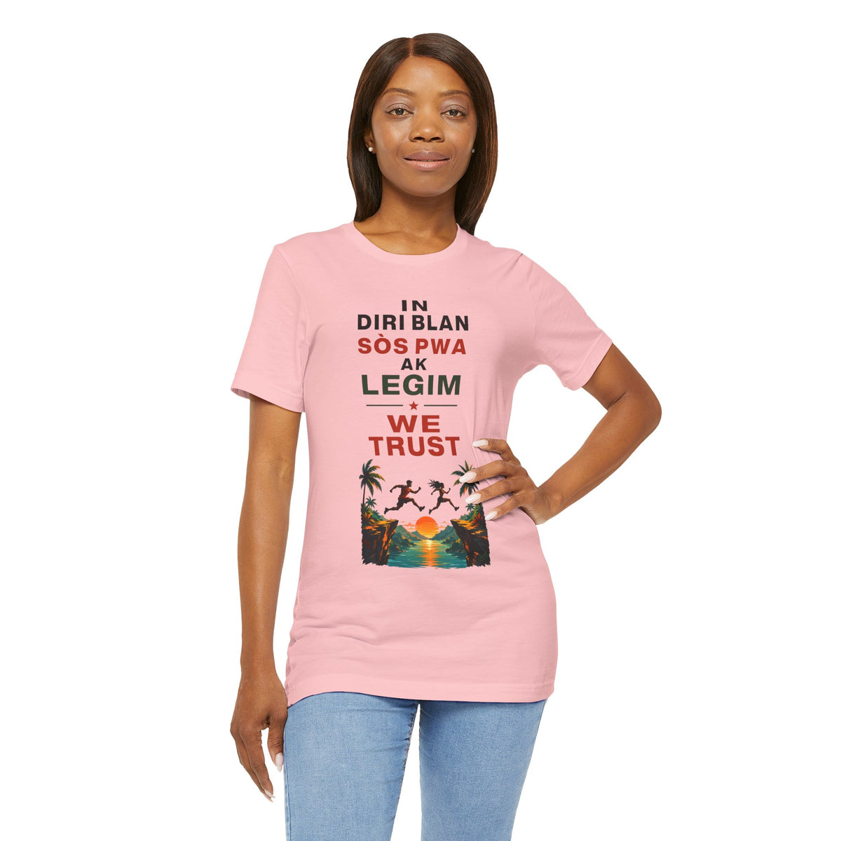 In Diri Blan Sòs Pwa Ak Legim We Trust  — T-shirt Graphic Apparel