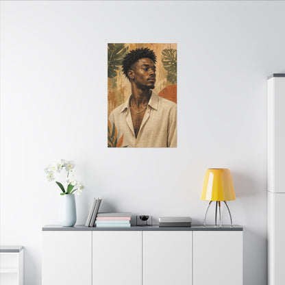 Grounded Presence — Botanical Male Portrait Wall Art