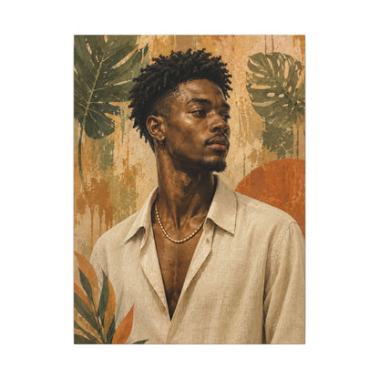 Grounded Presence — Botanical Male Portrait Wall Art