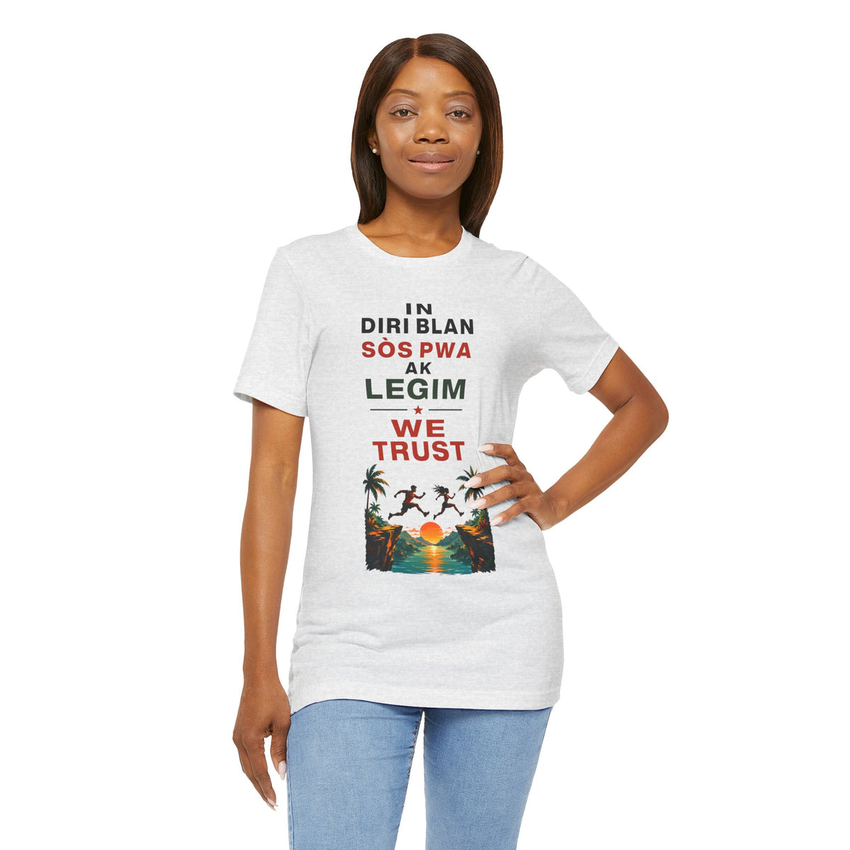 In Diri Blan Sòs Pwa Ak Legim We Trust  — T-shirt Graphic Apparel