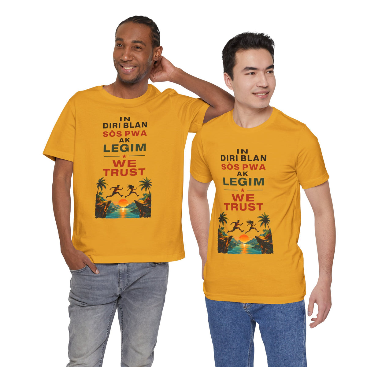 In Diri Blan Sòs Pwa Ak Legim We Trust  — T-shirt Graphic Apparel