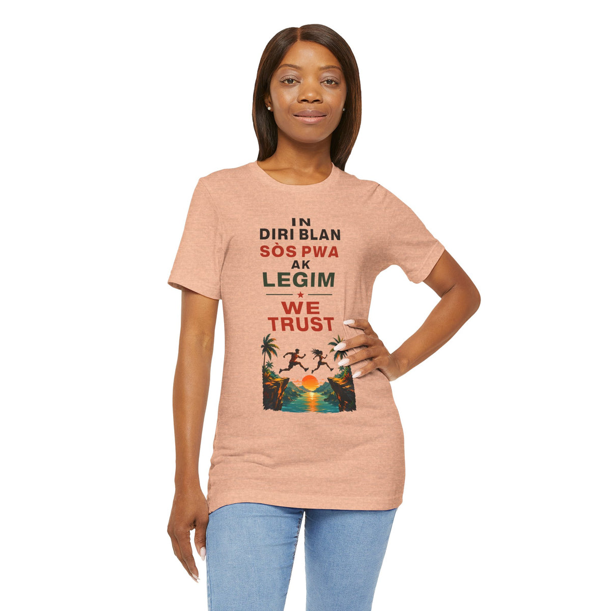 In Diri Blan Sòs Pwa Ak Legim We Trust  — T-shirt Graphic Apparel