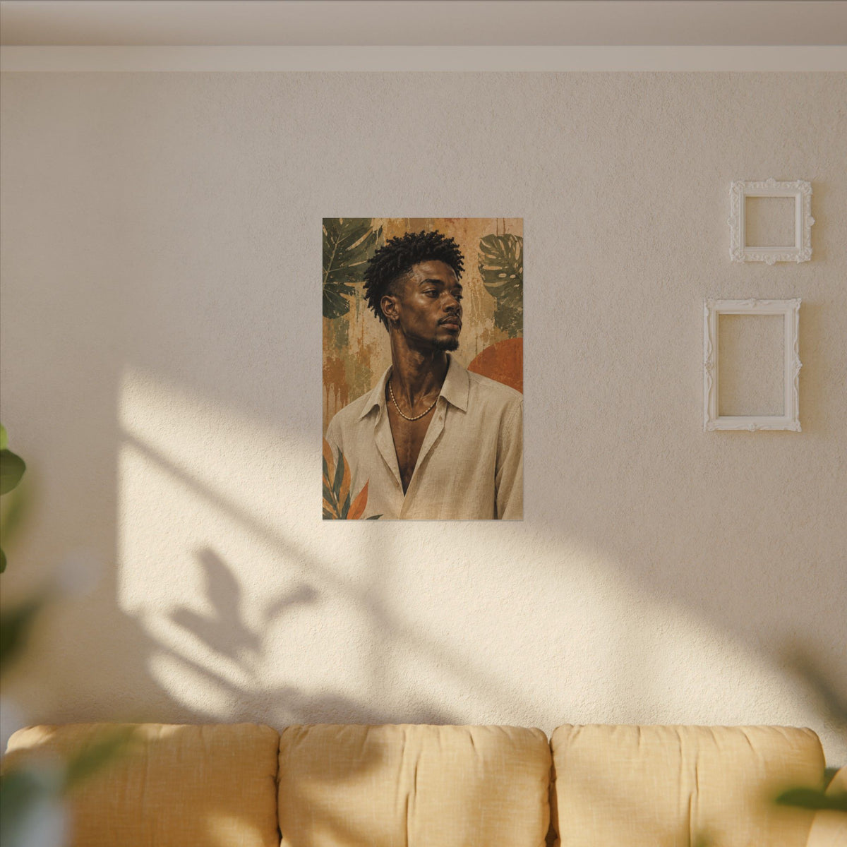 Grounded Presence — Botanical Male Portrait Wall Art