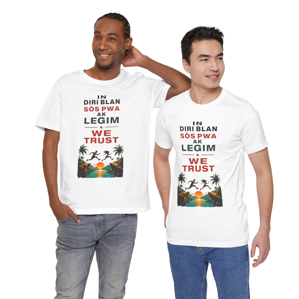 In Diri Blan Sòs Pwa Ak Legim We Trust  — T-shirt Graphic Apparel