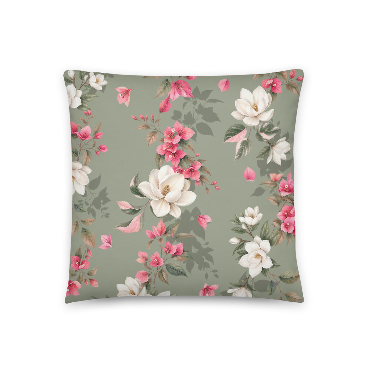 Botanical decorative pillow with earthy foliage and terracotta tones
