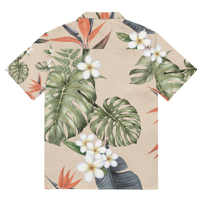 Abstract Earth oversized shirt with olive terracotta and sand tones