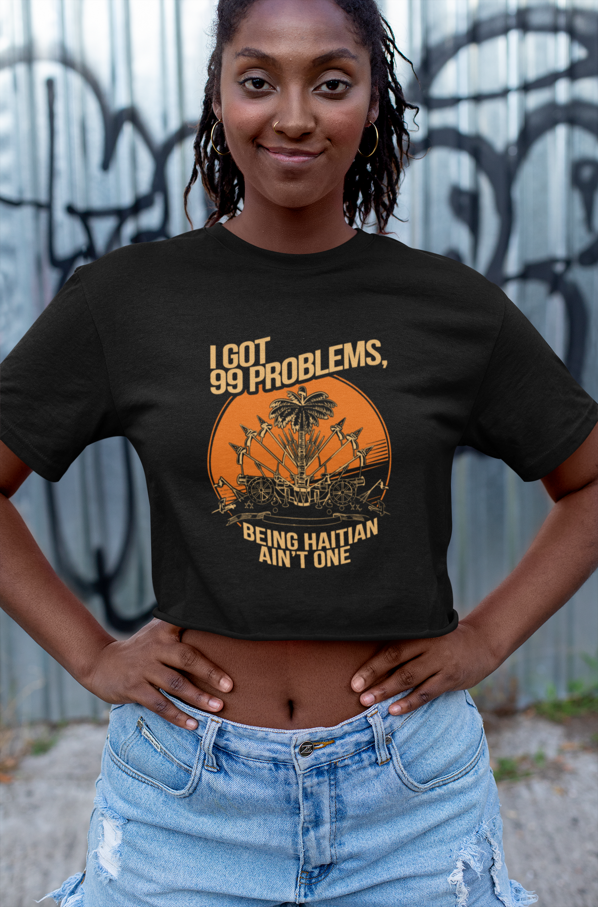 99 Problems, Being Haitian Ain’t One - Crop top Graphic Apparel
