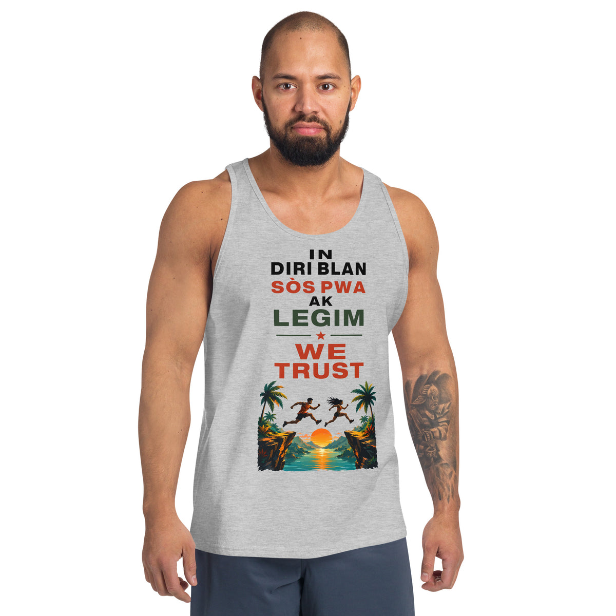 Haitian culture graphic apparel with bold colorful lettering