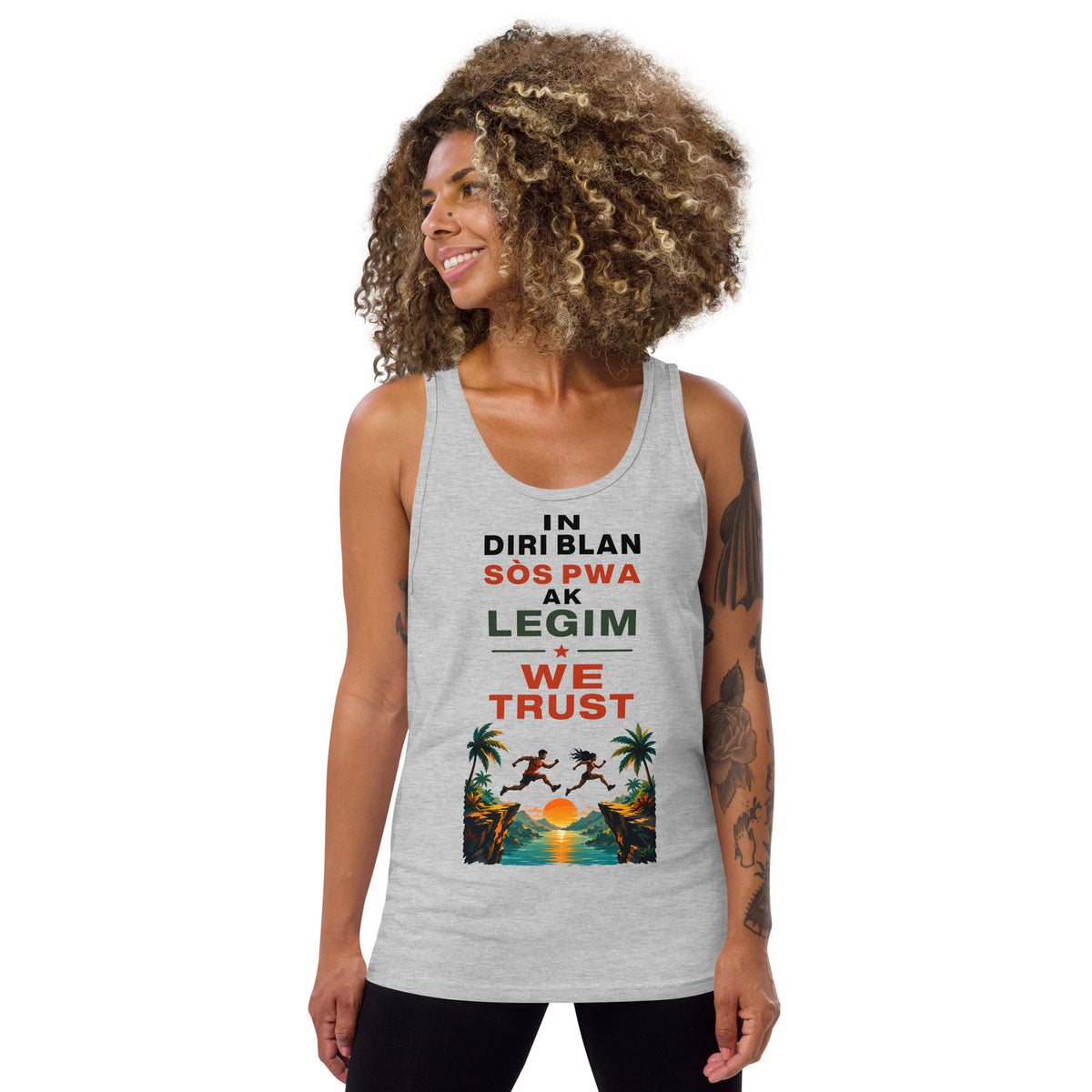 Haitian culture graphic apparel with bold colorful lettering