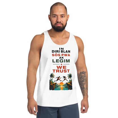 Haitian food inspired shirt with tropical mountain artwork