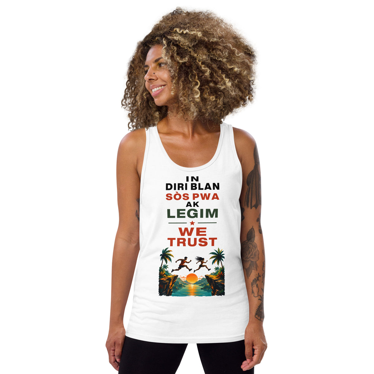 Diri Blan Sòs Pwa Ak Legim We Trust Haitian graphic tee