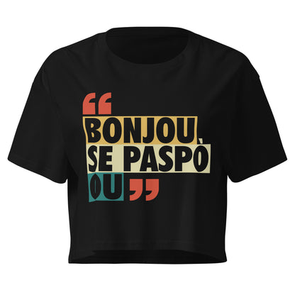 Vibrant Haitian proverb shirt with colorful block lettering