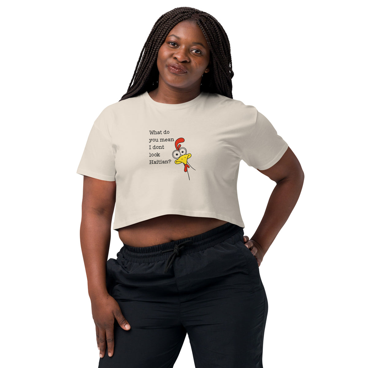 Ayiti sou kè m Haitian graphic apparel with chicken illustration